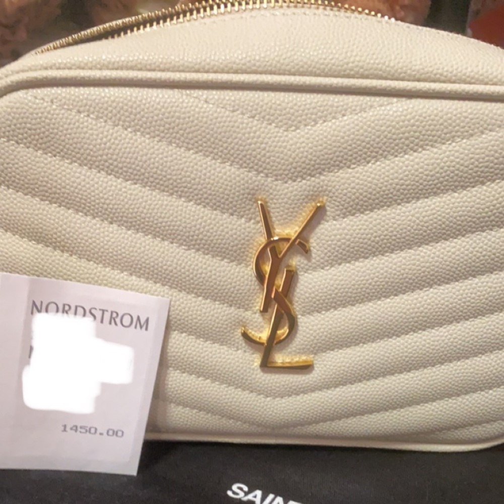 SAINT LAURENT
Lou Mini YSL Grain de Poudre Camera Crossbody Bag